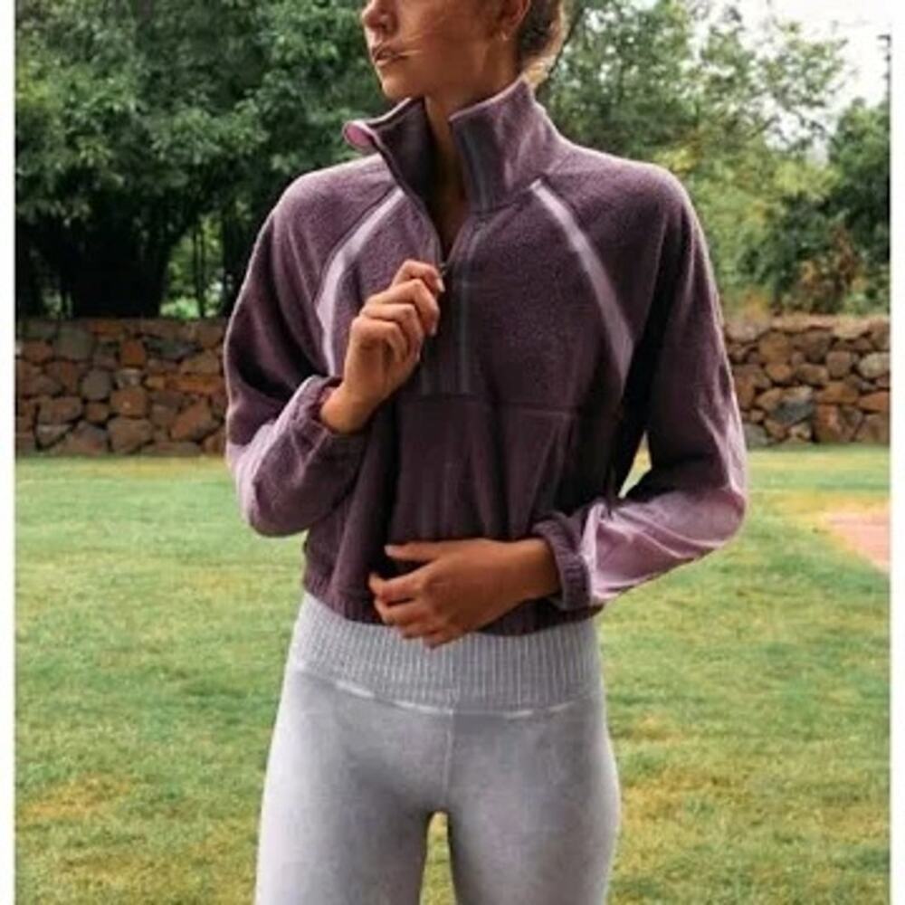 Free People So Fly Half Zip Pullover Boysenberry Medium Purple